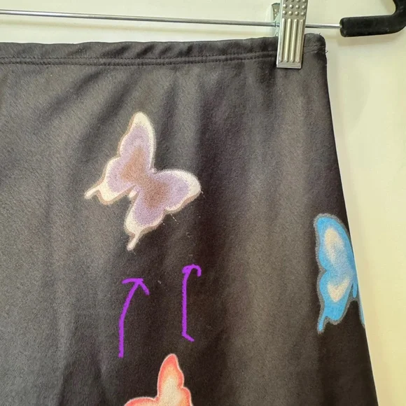 Lisa Says Gah Michelle Butterfly Mini Skirt Satin Black Medium - Picture 9 of 12